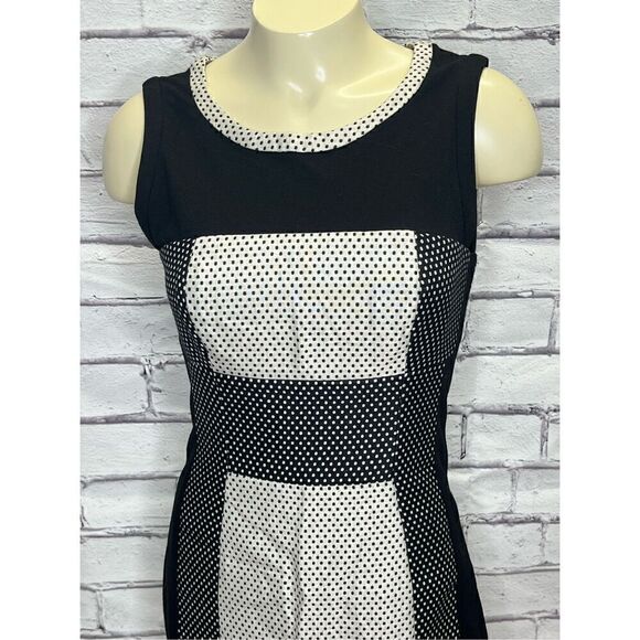 Yoana Baraschi Womens Black White Sheath Colorblock Polka Dots Midi Dress Size 2 - Picture 3 of 8